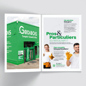 Pages intérieures du catalogue "produits" annuel de 312 pages pour Gedibois CCB à Alès dans le Gard.