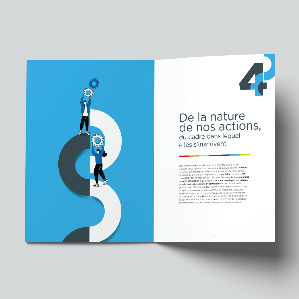 Mise en page d'une brochure "Projet associatif", pour l'agence Cool Communication