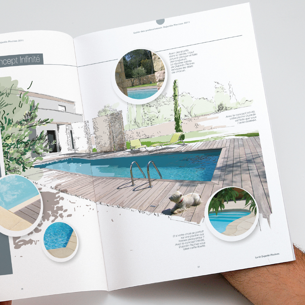 Mise en page d’un catalogue de piscines et articles de piscine