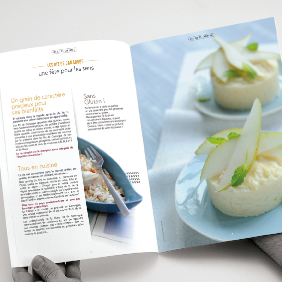 Création et mise en page d'un dossier de presse, pour les riz de Camargue